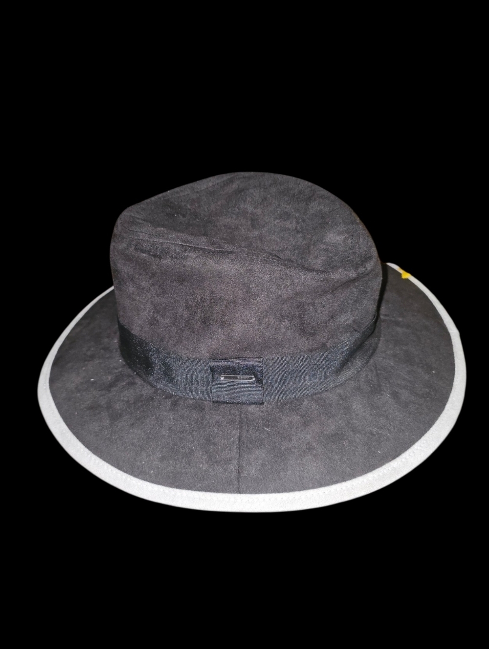 Roxy Black Suede Wide-Brim Bucket Hat with Contrasting Edge